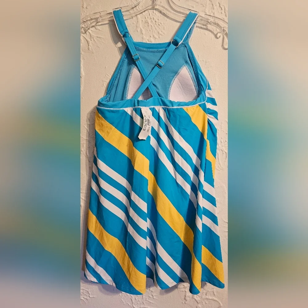 Lands' End High Neck Criss Cross Women's Swimsuit Dress New Size 2